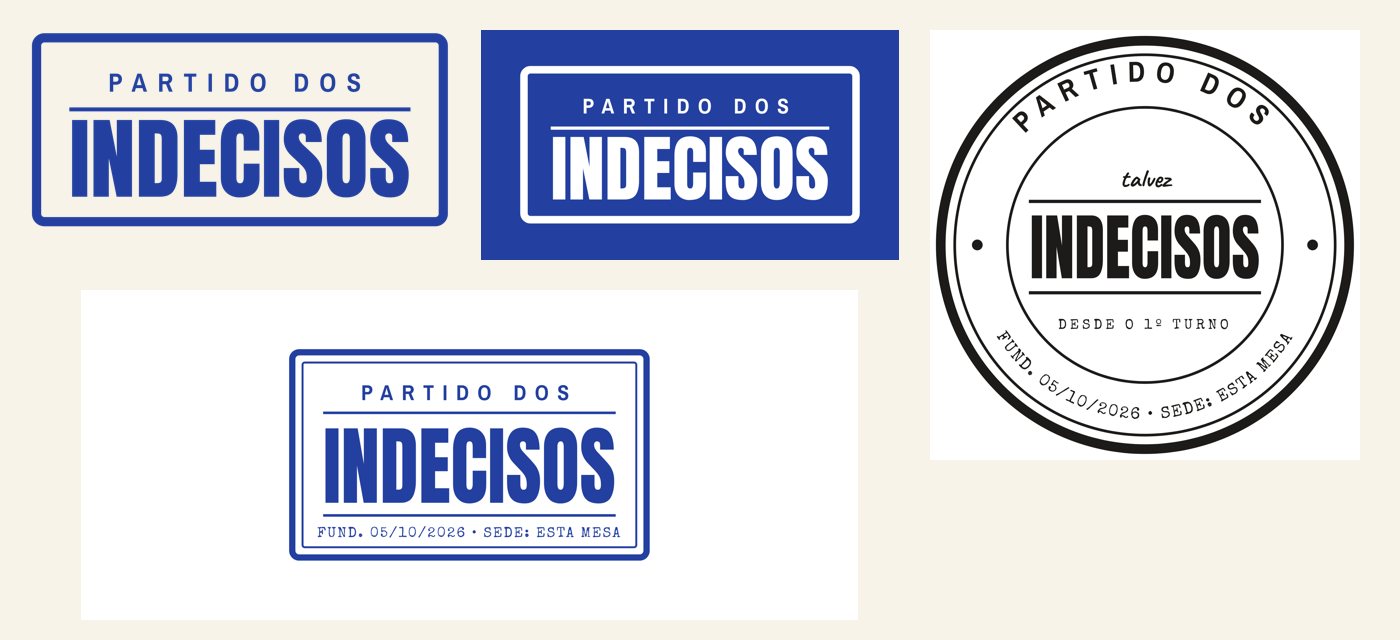 Marca simplificada, boné, caneca e carimbo redondo